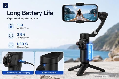 Phone Gimbal Stabilizer 3-Axis Foldable Gimbal for Video Recording with Face Trakcing TikTok YouTube Vlog Stabilizer for Android and iPhone 15/15 Pro Max/14/14 Pro in Kuwait