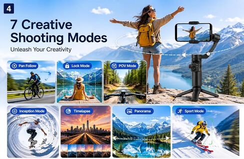 Phone Gimbal Stabilizer 3-Axis Foldable Gimbal for Video Recording with Face Trakcing TikTok YouTube Vlog Stabilizer for Android and iPhone 15/15 Pro Max/14/14 Pro in Kuwait