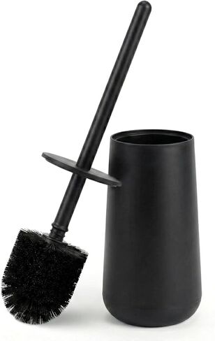 Bamodi Toilet Brush and Storage Stand - Dense PP Brush Head with Holder - Efficient Stain and Odour Removal - Modern Design and Space-Saving - Keeps Toilet Bowl Spotless - 15.27x4.40x4.40 Inch, Black in Saudi Arabia