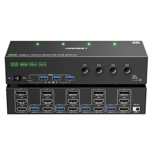 8K HDMI KVM Switch 2 Port 8K@60Hz 4K@120Hz,ANGEET USB 3.0 KVM Switch for 2 Computers Share 1 Monitor and 3 USB Devices,HDCP 2.3, HDR 10,with Wired Remote,12V Power Adapter and 2 USB3.0 Cables in Saudi Arabia