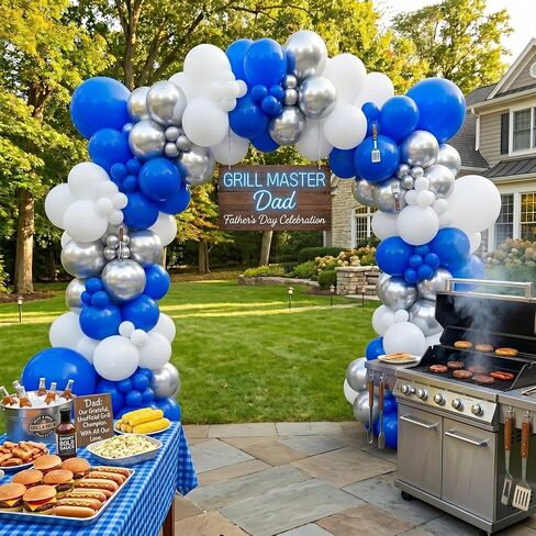 Winter silver Royal blue and white balloon Garland Arch Kit 143Pcs balloons for Wedding prince Baby shower for Boy Men's 21st birthday decorations Graduation Ceremony supplies in Saudi Arabia
