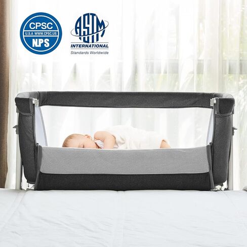 Baby Bassinet Bedside Sleeper, Breathable Mesh Bedside Crib, 6 Height Adjustable Bassinet for Infants in Kuwait