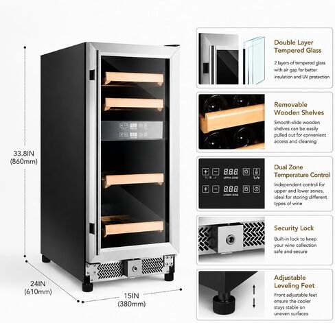 Chillforce 20 Inch Built-In Beverage Refrigerator, Front Venting Under Counter or Freestanding, 7-Color LED Fridge,120 Can Soda Beer Cooler with Stainless Steel Frame & Glass Door in Saudi Arabia