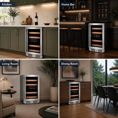 Chillforce 20 Inch Built-In Beverage Refrigerator, Front Venting Under Counter or Freestanding, 7-Color LED Fridge,120 Can Soda Beer Cooler with Stainless Steel Frame & Glass Door in Saudi Arabia