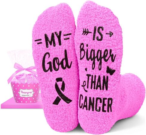 HAPPYPOP Breast Cancer Gifts for Women Men - Cancer Chemo Comfort Socks for Survivor Patients in Kuwait