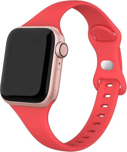Compatible with Apple Watch Bands 41mm 38mm 40mm 42mm 44mm 45mm 49mm, Soft Sport Silicone Slim Thin Small Replacement Wristband for iWatch Ultra Series 9 8 7 6 5 4 3 2 1 SE Sport Edition Women Men in Saudi Arabia