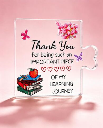 Thank You Plaque, Teacher Gifts For Women Personalized Acrylic Plaque with Appreciated Words Puzzle Style Appreciation Gifts Graduation Valentine Day Christmas Mother Father Day Gift (3.2×2.8×0.4 inch) in Saudi Arabia