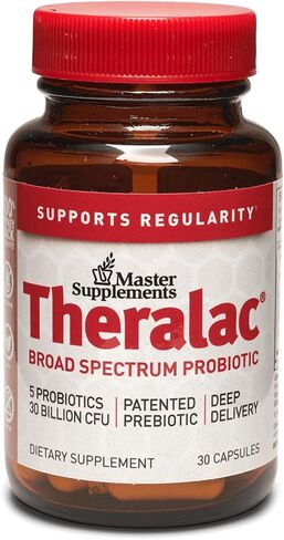 Master Supplements Theralac - 30 Capsules, Pack of 2 - Multi-Strain Probiotic for Optimal Gut Health + Gas & Bloating Relief - Gluten Free - 60 Servings in Saudi Arabia