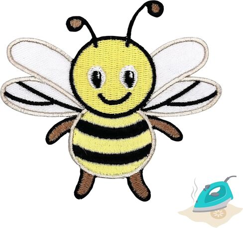 3.5" Bee Iron On Patch - Embroidered Bee Appliques Kids Children Boys Girls Baby Iron On Sew On Applique Patches for Holes, Clothing, Dress, Jeans, Hat, Clothes, Backpack - Bee Patch in Saudi Arabia