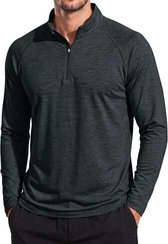 MAGCOMSEN Men's Sun Protection Long Sleeve Shirts 1/4 Zip Up Rash Guard Lightweight Quick Dry Fishing Running T-Shirts in Saudi Arabia