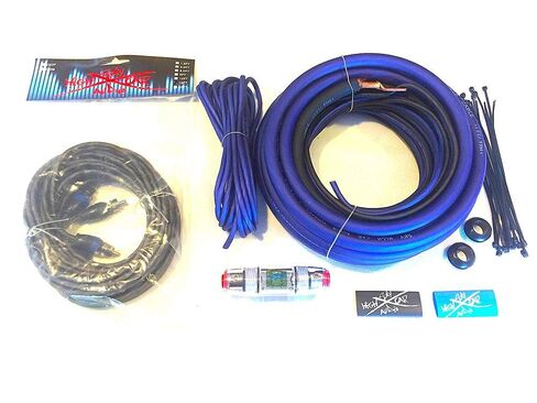 Oversized 4 Ga CCA AWG Amp Kit Twisted RCA Blue Black Complete Sky High in Kuwait