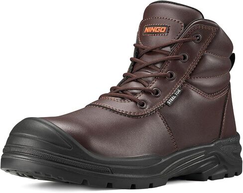 Ningo Steel Toe Work Boots للرجال ، أحذية البناء المقاومة للانزلاق والبزل مع بطانة قابلة للتنفس ، حماية EH ، أحذية عمل مريحة للجلد من أجل الصناعة ، مستودع المشي الصناعي in Kuwait