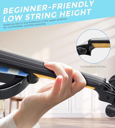 Vangoa Electric Violin Full Size 4/4 Solid Wood Ebony Silent Electric Violin With 4 Fine Tuners, Beginner Adult Professional Performance Kit With Pro Pick up 3-band EQ Earphones Line, Brown in Kuwait