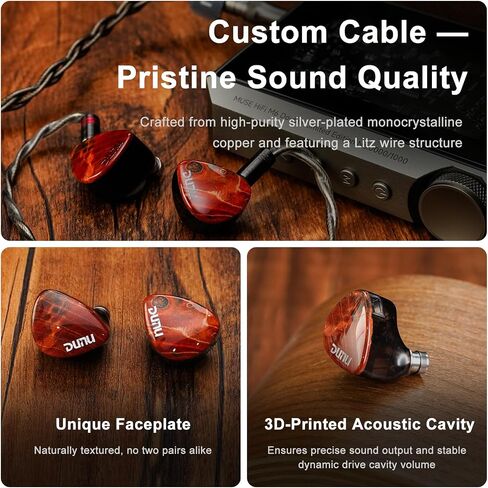 سماعات HiFiGo DUNU x Gezaudio Da Vinci IEMs 2DD+4BA، ديناميكية مزدوجة و4 برامج تشغيل متوازنة، سماعات أذن هجينة داخل الأذن HiFi مع تردد متقاطع بخمسة اتجاهات (Da Vinci) in Kuwait
