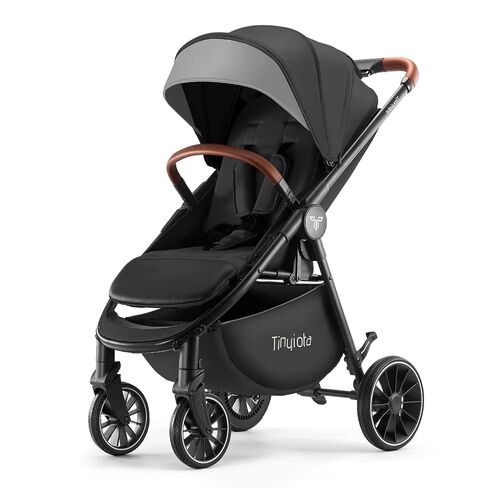 Baby Stroller, Infant Stroller with Large UPF 50+ Canopy,Luxury Pram Stroller with Leather Handle & Spacious Seat, One-Hand Foldable Pushchair, Toddler Stroller with Lie-Flat Mode(Black) in Saudi Arabia