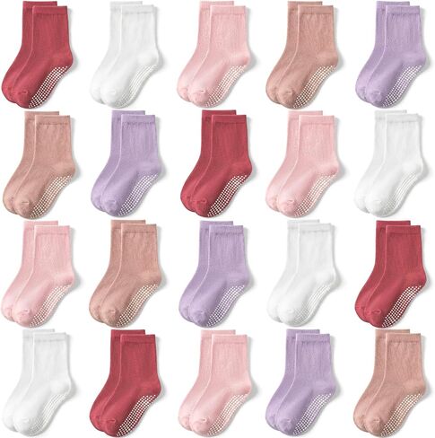 SkiBeaut 20 Pairs Toddler Boy Socks Baby Boys Girls Socks Grips Non Slips Kid Socks Gripper Toddlers Crew Socks for 0-7 Years in Saudi Arabia