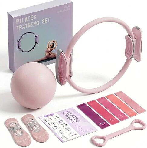 RosyWay Pilates Kit for Women-Pilates Ring and Ball Set, at Home Pilates Workout Equipment with Magic Circle,5 Resistance Bands, Ball,Elastic Bands-Beginner Valentine's in Saudi Arabia