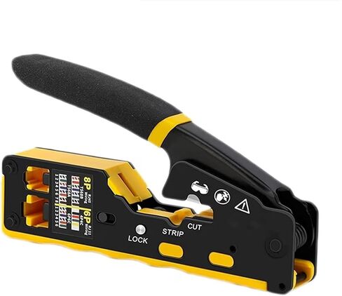 RJ45 CAT6 Crimper Tool Pass Through Ethernet Crimp for Cat5 Cat5e RJ45 Connectors with Replacement Blade(7) in Saudi Arabia