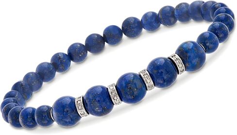 Ross-Simons 6-8mm Gem Bead Stretch Bracelet with .24 ct. t.w. Diamonds in Sterling Silver in Saudi Arabia