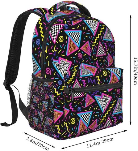 Funny 80S 90S Pattern Backpack Casual Hiking Camping Travel Backpacks Lightweight Daypack Bag Women Men Bookbag in Saudi Arabia