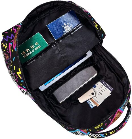 Funny 80S 90S Pattern Backpack Casual Hiking Camping Travel Backpacks Lightweight Daypack Bag Women Men Bookbag in Saudi Arabia