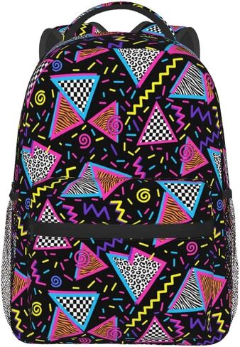 Funny 80S 90S Pattern Backpack Casual Hiking Camping Travel Backpacks Lightweight Daypack Bag Women Men Bookbag in Saudi Arabia