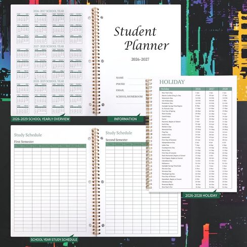 Student Planner 2024-2025 - Monthly and Weekly School Planner 2024-2025 for Middle School or High School, Aug 2024 - Jun 2025, 8.5" x 11", 2024-2025 Student Planner Academic Year with Thick Paper, 3-Hole Punched & Stickers - Multi in Saudi Arabia