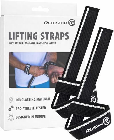 Rehband Lifting Straps for Strength Training, 1 Pair Fitness Pull Straps, 100% Cotton, 56cm Grip Support for Bodybuilding, More Grip strength Weightlifting in Saudi Arabia