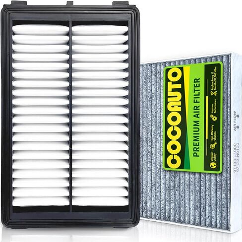Cabin Engine Air Filter Kit for Tucson 2.5L (2022-2025), Santa Fe Sorento (2021-2025), Sonata (2020-2025), Sportage Santa Cruz 2023+, K5 1.6L 2.5L, 28113L1000 & 97133L1000, Not For Hybrid in Saudi Arabia