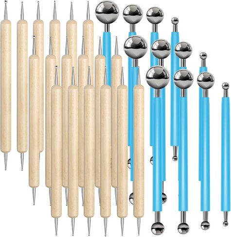 Ashmacdo 3 Sets Dot Painting Tools 30 Pcs Dotting Tools Clay Pottery Modeling Tools Metal Embossing Tools Ball End Dot Art Tools for Rock Painting,Mandalas Clay Pottery Art Rock (Blue) in Saudi Arabia