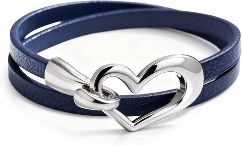 Leather Heart Bracelet for Women Leather Choker Collar Necklace Charm Bracelets Heart Warp Bracelet Trendy Jewelry Valentines Day Gifts for Her in Saudi Arabia