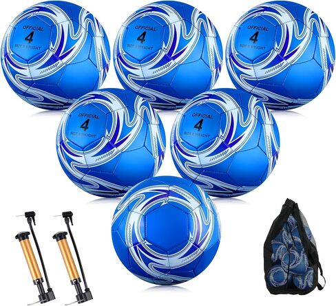Realspring 6 Pcs Soccer Balls Bulk Official Size 3 4 5 with Pump Needle Storage Bag Soccer Balls for Youth Outdoor Training Practice Game Sport Gift Back to School in Saudi Arabia