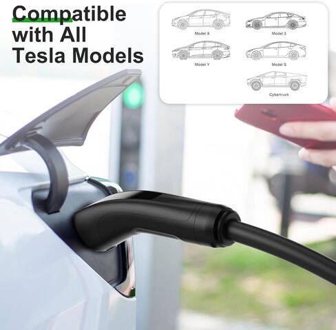 16 Amps Level 1 Tesla Charger, NEMA 5-15 Plug, Portable Electric Car Charger with a 23.5-foot Cable, Compatible with Tesla Models X/Y/3/S and Cybertruck in Saudi Arabia