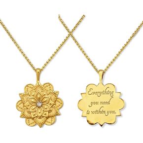 HOPE LOVE SHINE Mandala Necklace – “Everything You Need Is Within You" Engraved Pendant – Gold Spiritual Jewelry for Women, Self-Love Gift, Affirmation Necklace for Healing & Encouragement in Saudi Arabia