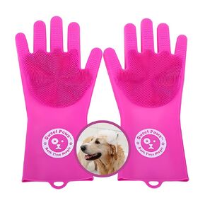Sweet Paws Silicone Spa Dog & Cat Bathing & Grooming Gloves, 2 Count, Reversible, Nontoxic, & Easy to Clean, Thousands of Massaging Micro-bristles to Pamper your Pet - Clean Slate in Saudi Arabia