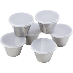 Tablecraft 2.5 oz Dipping Cups with Lids, 2.5-Ounce , 6 Pack, Silver in Saudi Arabia