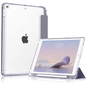 kenke Case for iPad 9th/8th/7th Generation 10.2 Inch with Pencil Holder, Light Weight Trifold Smart Hard Shell Case, Clear Back Cover [Auto Sleep/Wake] for iPad 10.2 2021/2020/2019, Light Green in Kuwait