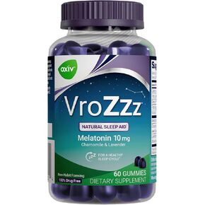 AXIV VroZzz Melatonin Sleep Aid Gummies, 10 mg Melatonin, Helps You Asleep Naturally, Sleep Aid, Occasional Nap Support, Chamomile, Lavender & Valerian Root, 60 Count in Saudi Arabia