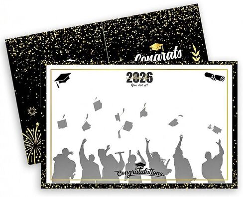 Threetols Graduation Signature Board, Class of 2025 Congrats Grad Sign in Poster Graduate Guest Book Greeting Card for Graduation Party Supplies Favors Gifts (Black) in Saudi Arabia