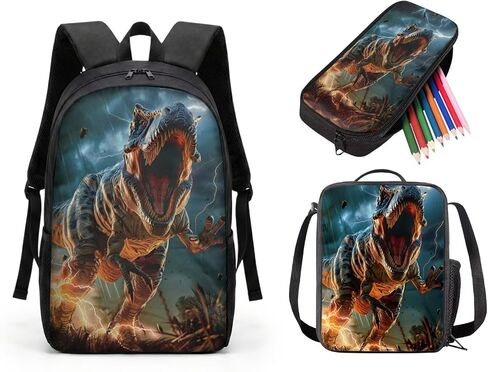 Teen Boys Girls Backpack Set School Bag Bookbag with Lunch Box Pen Case 3 Pcs, Baseball Water Fire Lightning in Saudi Arabia