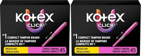 U by Kotex Click Compact Tampons, Regular Absorbency, Unscented, 128 Count (8 Packs of 16) (Packaging May Vary) in Kuwait