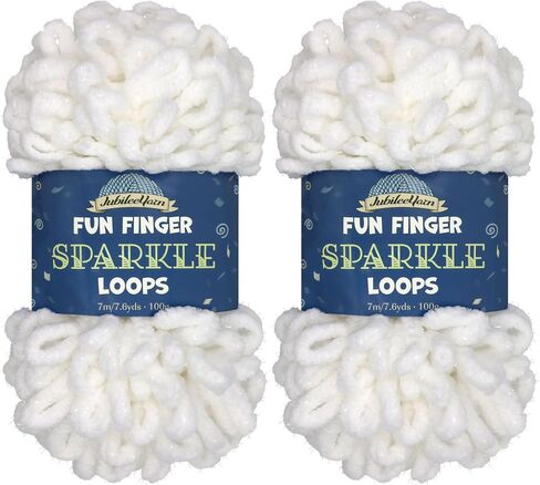 JubileeYarn Fun Finger Sparkle Loops Yarn - Polyester Jumbo Loop Yarn - 100g/Skein - Black - 3 Skeins in Saudi Arabia
