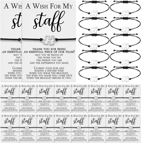 Staff Employee Appreciation Gifts Team Puzzle Piece Bracelet Bulk with Thank You Postcard A Wish for My Staff Inspirational Favors Ideal for Teachers, Coworkers, Students in Saudi Arabia