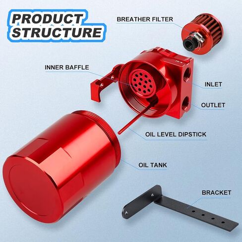 JDMON Oil Catch Can with Air Filter, Passenger Side Oil Separator Compatible with Ford F150 2.7EB 3.5EB 5.0L 2011-2021, Expedition 3.5L EcoBoost 2018-2021, Raptor 3.5L Ecoboost 2017-2021, Black 350ml in Saudi Arabia