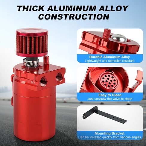 JDMON Oil Catch Can with Air Filter, Passenger Side Oil Separator Compatible with Ford F150 2.7EB 3.5EB 5.0L 2011-2021, Expedition 3.5L EcoBoost 2018-2021, Raptor 3.5L Ecoboost 2017-2021, Black 350ml in Saudi Arabia