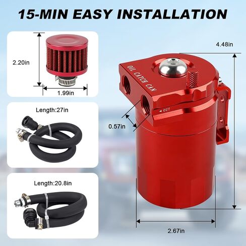 JDMON Oil Catch Can with Air Filter, Passenger Side Oil Separator Compatible with Ford F150 2.7EB 3.5EB 5.0L 2011-2021, Expedition 3.5L EcoBoost 2018-2021, Raptor 3.5L Ecoboost 2017-2021, Black 350ml in Saudi Arabia