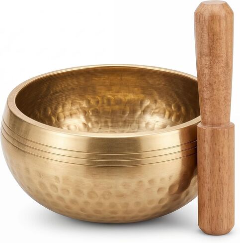 وعاء الموسيقى التبتي من النحاس النقي من ibasenice مقاس 5 بوصات مصنوع يدويًا للعلاج الصوتي لليوجا والتأمل والاسترخاء والصلاة in Kuwait