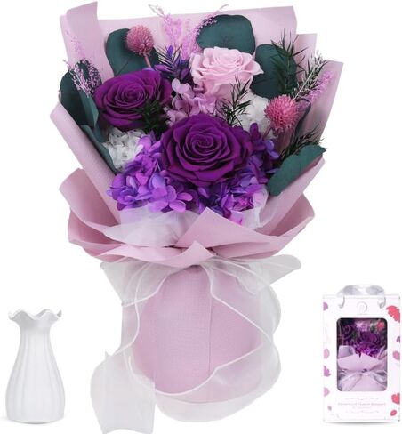 Forever Flowers Bouquet, Preserved Long Lasting Pink-Red Roses Flower Bouquet for Valentine’s Day, Christmas, Anniversary, Birthday Gifts for Her in Saudi Arabia