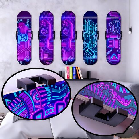 360° Swivel Skateboard Deck Wall Mount，Rotating Skateboard Wall Hanger, Extending & Floating Display Skateboard Wall Holder Grab & Go Storage Rack,Universal Skate Wall Mount (1 Set) in Saudi Arabia