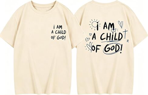 KEEVICI Cute I Am A Child of God Shirt Girls Graphic Tees Christian T Shirts for Kids Jesus Religious Faith Cotton Summer Top in Kuwait